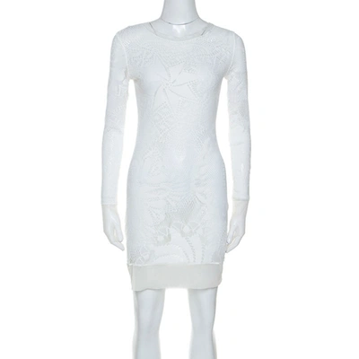 Pre-owned Jean Paul Gaultier Soleil White Stretch Lace Sheer Dress L