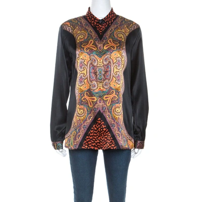 Pre-owned Etro Multicolor Paisley Print Silk Button Front Shirt M