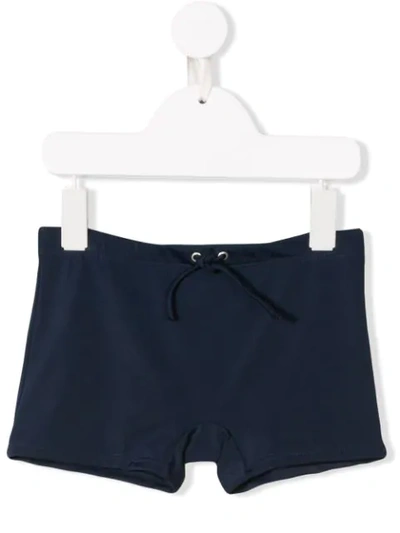Diesel Kids' Back Logo Print Swim Shorts In Blue