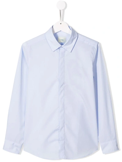 Fendi Kids' Classic Long-sleeved Shirt In Blue