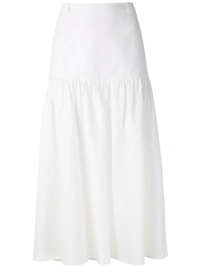 Andrea Marques Gathered Detail Midi Skirt In White