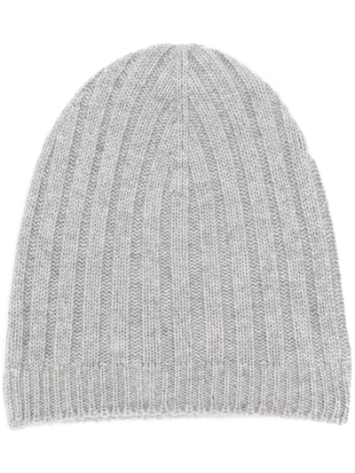 Holland & Holland Ribbed Beanie In Grey