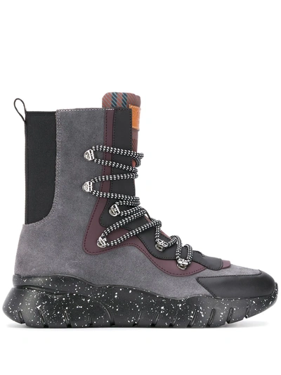 Bally Paneled Ankle Sneaker-boots In Grey