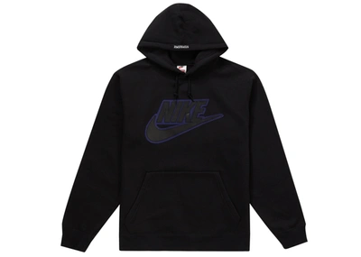 Pre-owned Supreme  Nike Leather Applique Hooded Sweatshirt Black