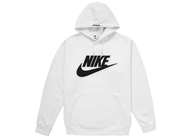 Pre-owned Supreme  Nike Leather Applique Hooded Sweatshirt White