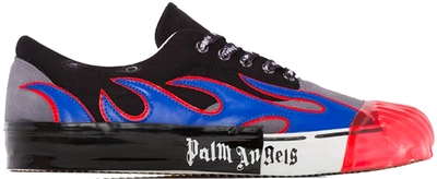 Pre-owned Palm Angels  Low Top Multicolored Flame Black In Black/blue-red
