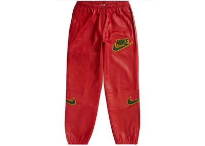 Pre-owned Supreme  Nike Leather Warm Up Pant Red