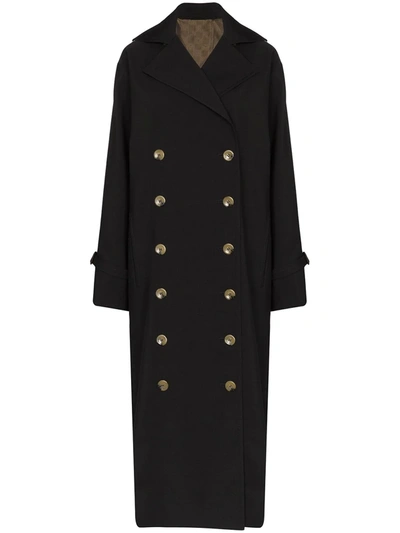 Totême Double-breasted Trench Coat In Black