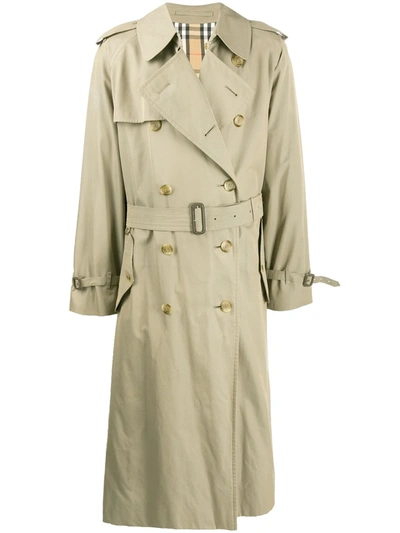 Pre-owned Burberry 1990s Long Trench Coat In Neutrals