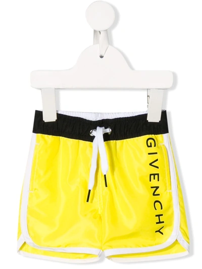 Givenchy Babies' Drawstring Swim Trunks In Yellow