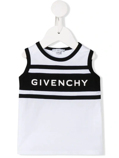 Givenchy Babies' Striped Logo Tank Top In Bianco