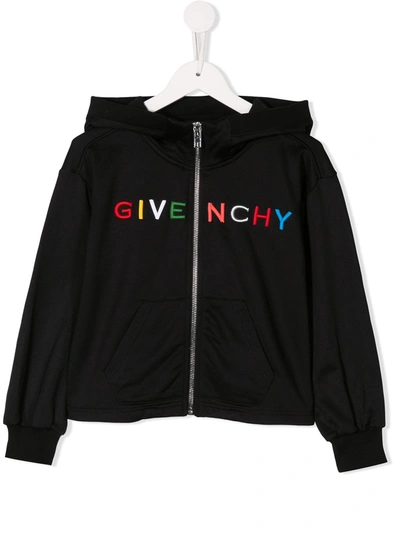 Givenchy Kids' Logo Zipped Hoodie In Black