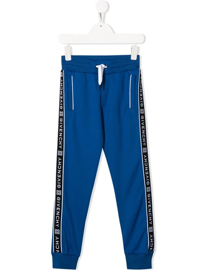 Givenchy Kids' Logo Drawstring Track Trousers In Blu