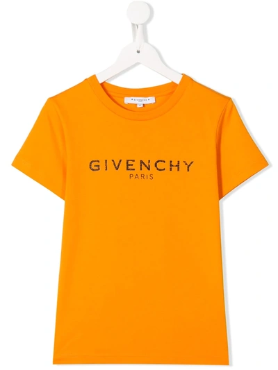 Givenchy Kids' Logo Short-sleeve T-shirt In Arancio