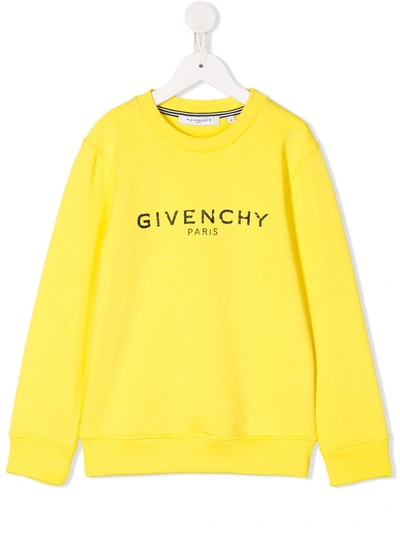 Givenchy Kids' Logo Printed Long-sleeve Sweatshirt In Giallo