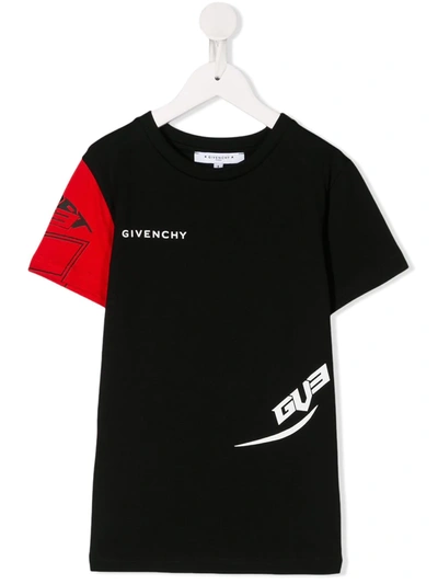Givenchy Kids' Logo Colour-block T-shirt In Black