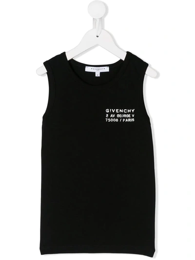 Givenchy Kids' Address Print Tank Top In Bianco/nero