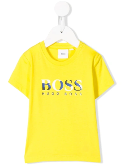 Hugo Boss Babies' Yellow T-shirt With Logo