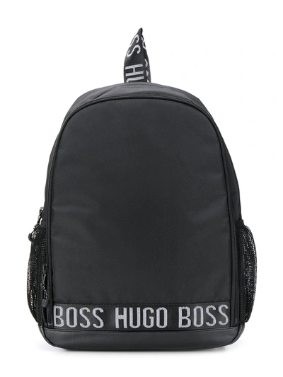 Hugo Boss Logo Band Multi-pocket Backpack In Black