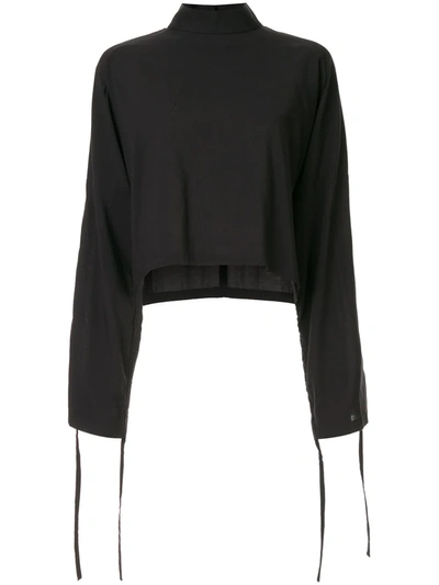 Strateas Carlucci Long-sleeve Flared Top In Black