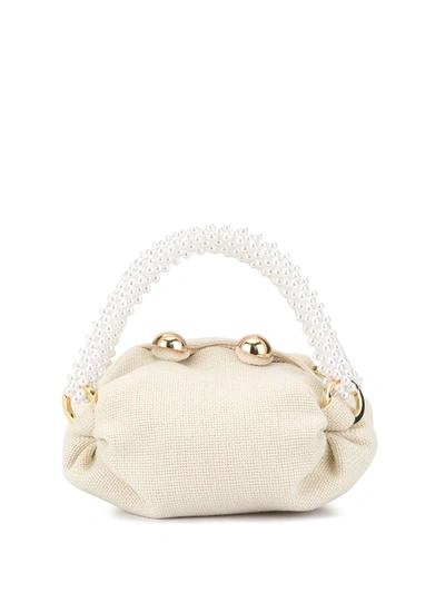 0711 Nino Embellished Handle Mini Bag In White
