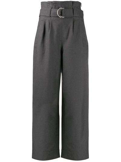 Ganni High-waisted Belt Chino Trousers In Black