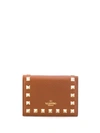 Valentino Garavani Small Rockstud Wallet In Brown