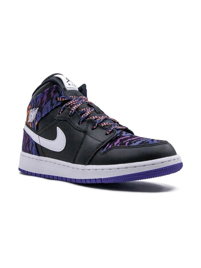 Jordan Kids' Air  1 Mid Se "tiger Stripe" Trainers In Black