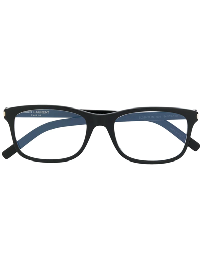 Saint Laurent Rectangle Frame Glasses In Brown