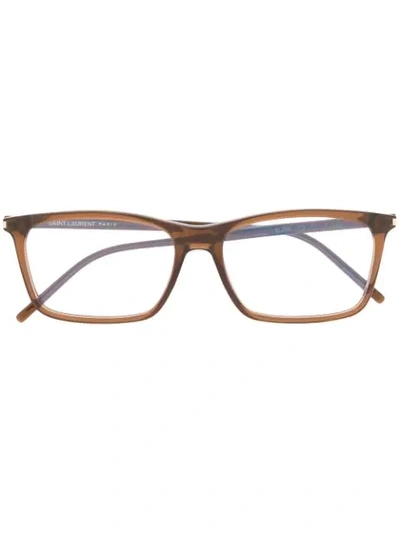 Saint Laurent Rectangle Glasses In Brown