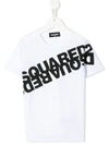 Dsquared2 Kids' Mirrored Logo Cotton T-shirt In Bianco
