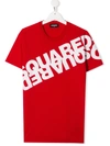 Dsquared2 Teen Diagonal Logo T-shirt In Red