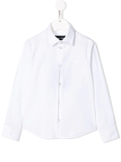 Emporio Armani Kids' Embroidered Logo Shirt In White