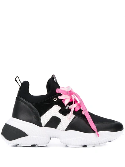 Hogan Interaction Contrasting-laces Sneakers In Black