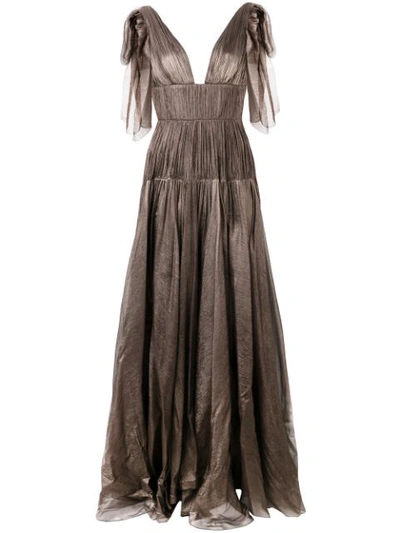 Maria Lucia Hohan Pleated Silk Dress In Bronze