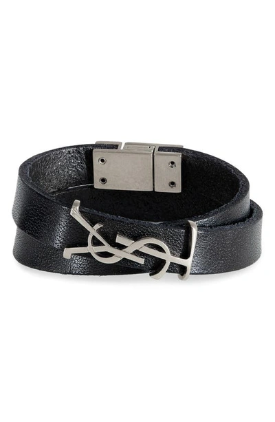 Saint Laurent Opyum Double-wrap Bracelet In Black