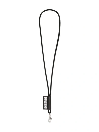 Moschino Keyring Neck Strap In Black