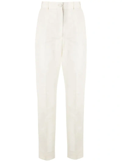 Dolce & Gabbana High-waist Straight Trousers In White