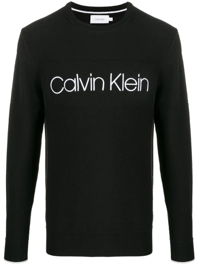Calvin Klein Printed Logo Sweatshirt In Black