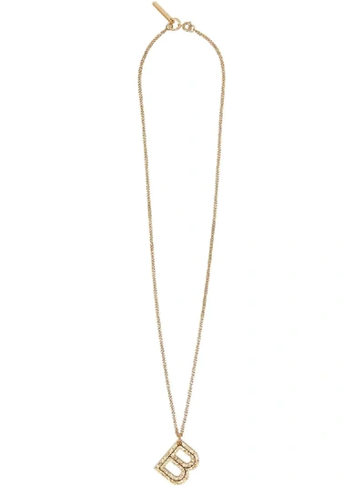 Burberry B Alphabet Charm Necklace In Gold