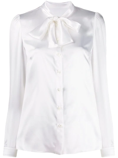 Dolce & Gabbana Pussybow Collar Blouse In White