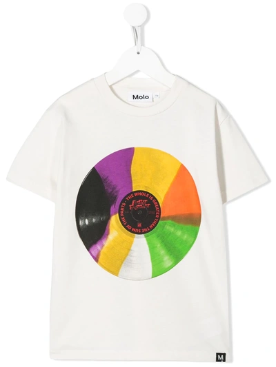 Molo Kids' Disco Print Cotton Jersey T-shirt In White