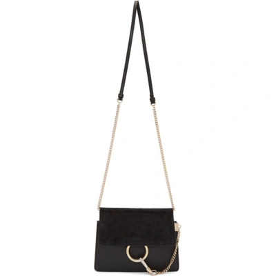 Chloé Faye Mini Leather And Suede Shoulder Bag In Black
