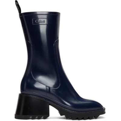 Chloé Chloe Navy Pvc Betty Rain Boots In 43c Navy