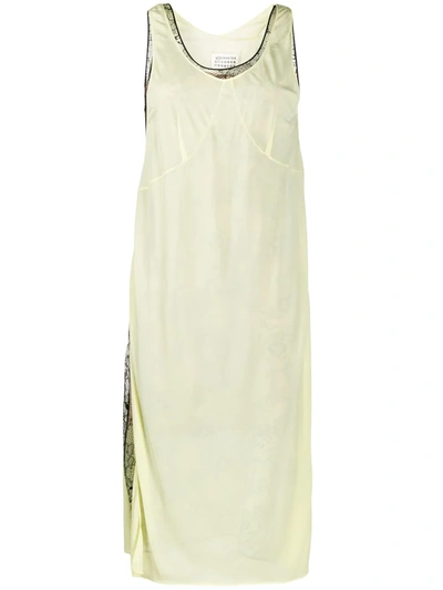 Maison Margiela Layered Corded Lace And Jersey Midi Dress In Yellow
