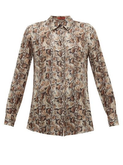 Altuzarra Chika Python-print Silk-blend Chiffon Blouse In Neutral