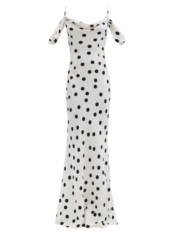 rat and boa polka dot dress