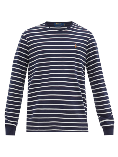 Polo Ralph Lauren Slim-fit Striped Cotton-jersey T-shirt In Blue