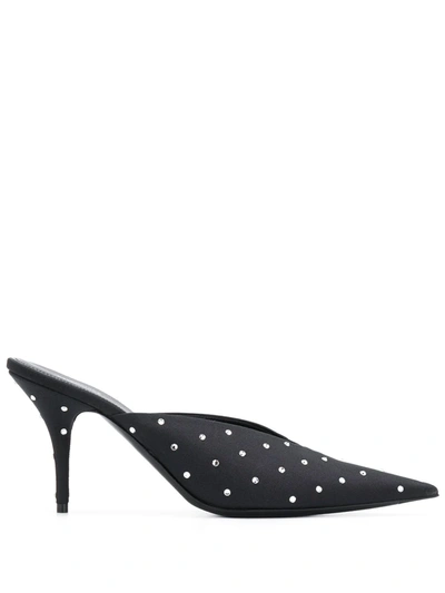 At hoppe stribet Kurv Balenciaga Knife Crystal-embellished Satin Mules In Black | ModeSens