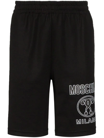 Moschino Milano Logo Print Track Shorts In Black